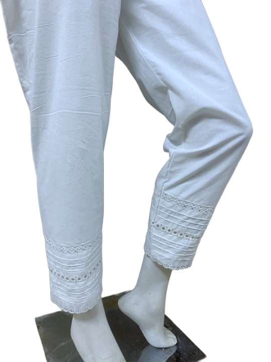 White Floral Mercerized Cotton Pajama
