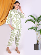 Green Floral Printed Cotton Co-ord Set
