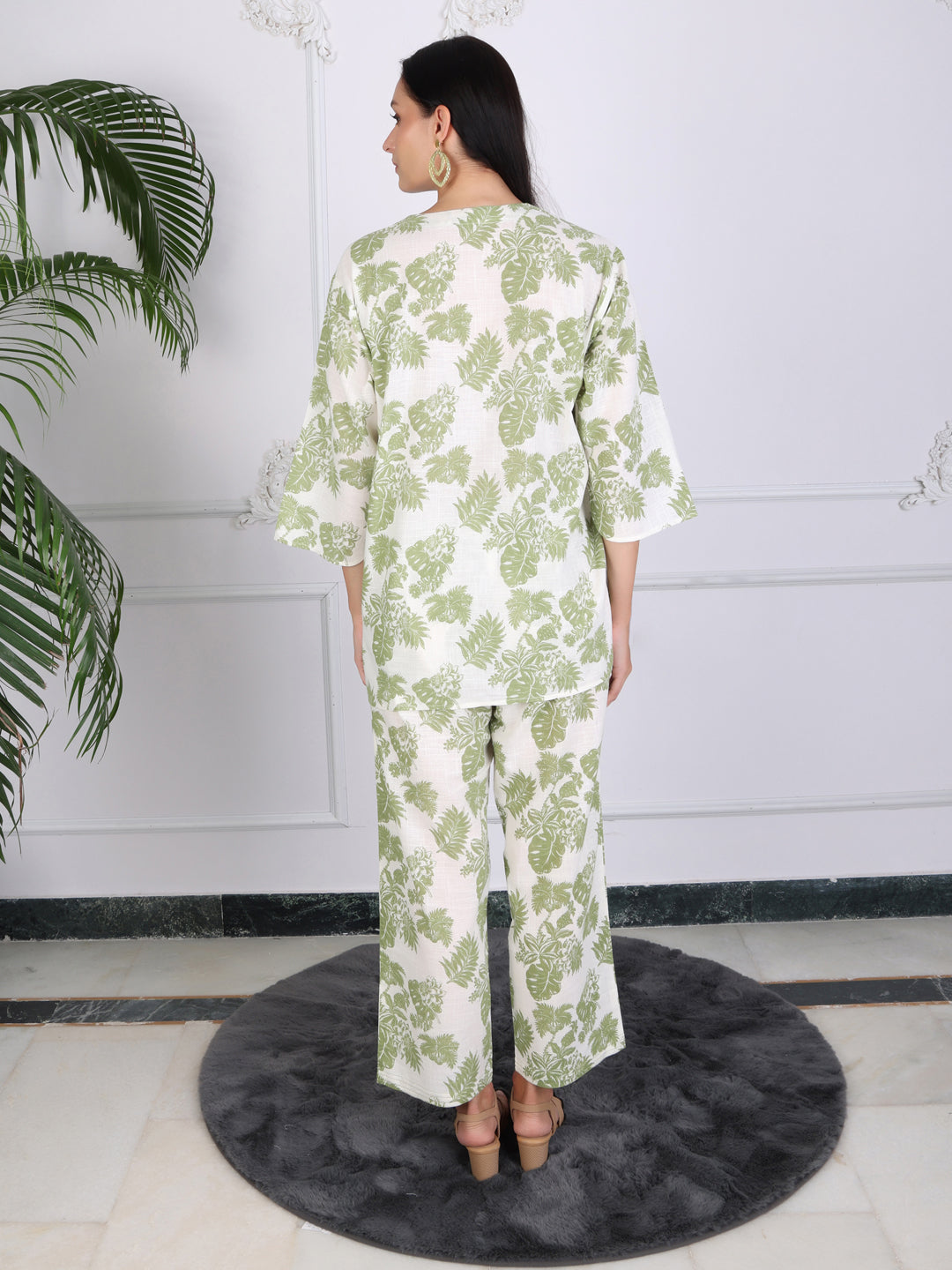 Green Printed Floral Cotton Co-ord Set