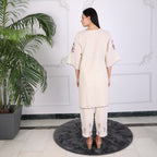 Elegant Beige Embroidered Kurta Set for Women