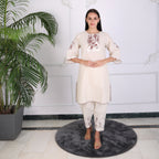 Elegant Beige Embroidered Kurta Set for Women