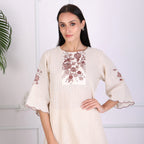 Elegant Beige Embroidered Kurta Set for Women