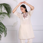 Elegant Beige Embroidered Kurta Set for Women
