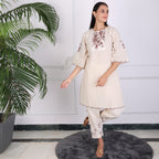 Elegant Beige Embroidered Kurta Set for Women