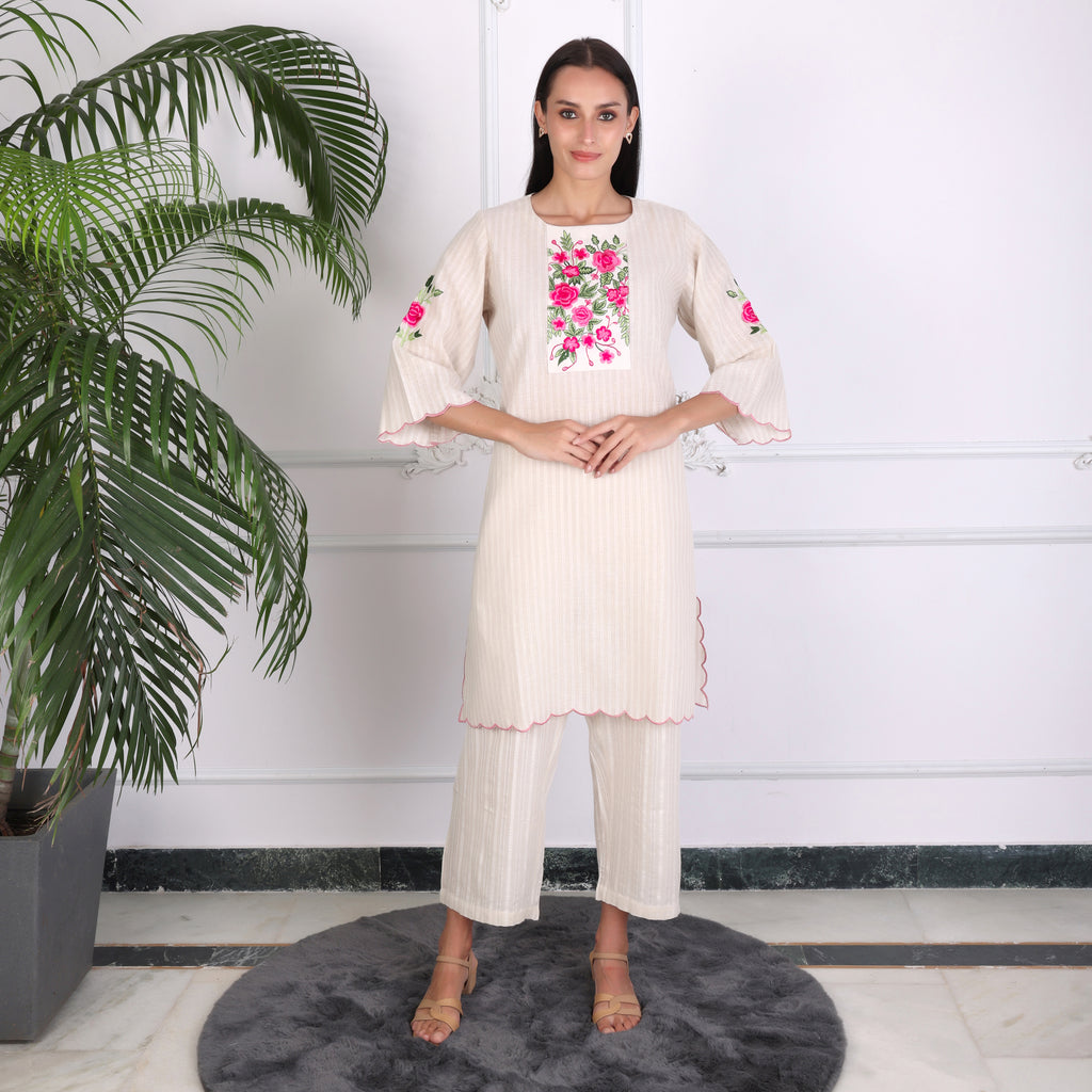 Casual Wear Cotton Kurta Set with Pants