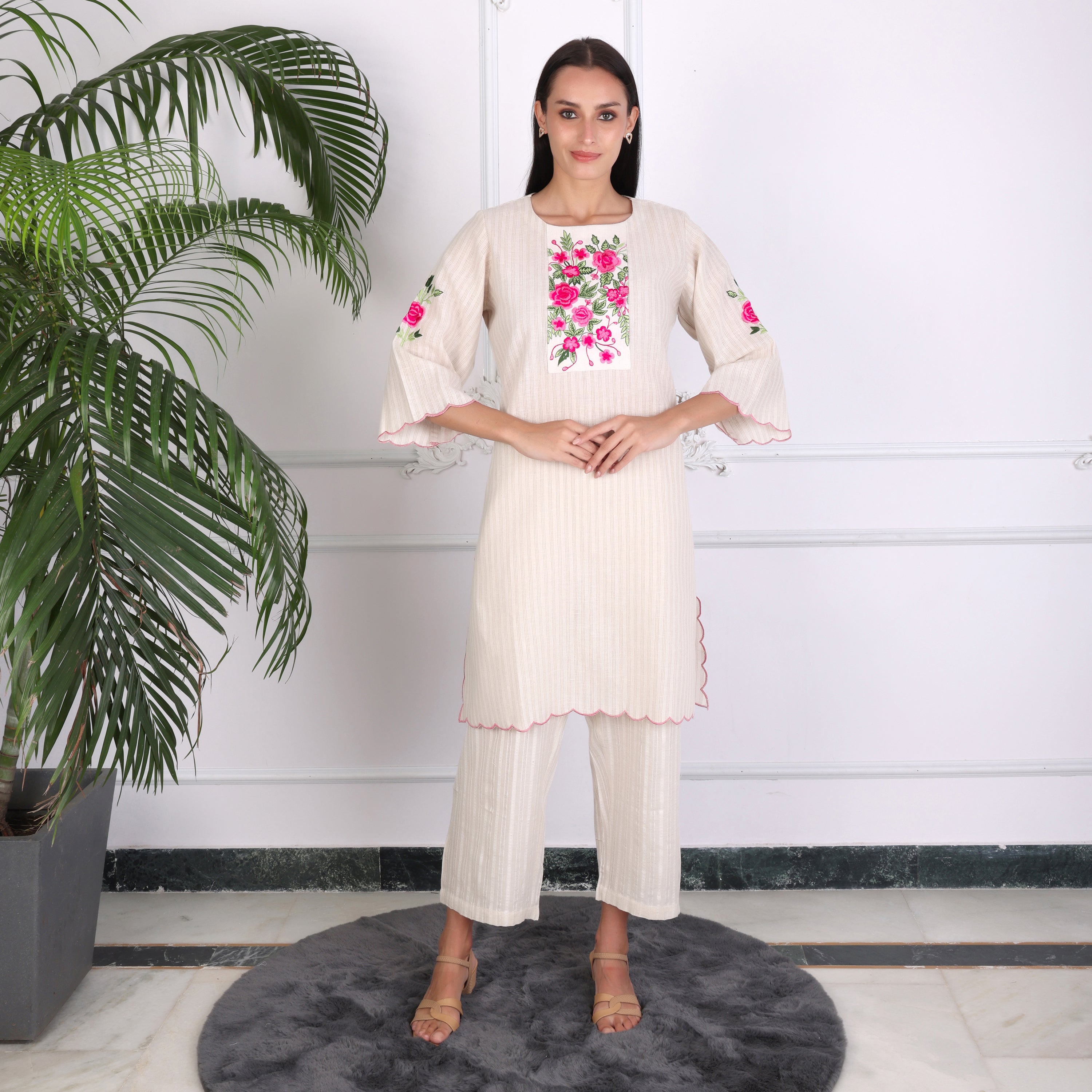 Casual Wear Cotton Kurta Set with Pants