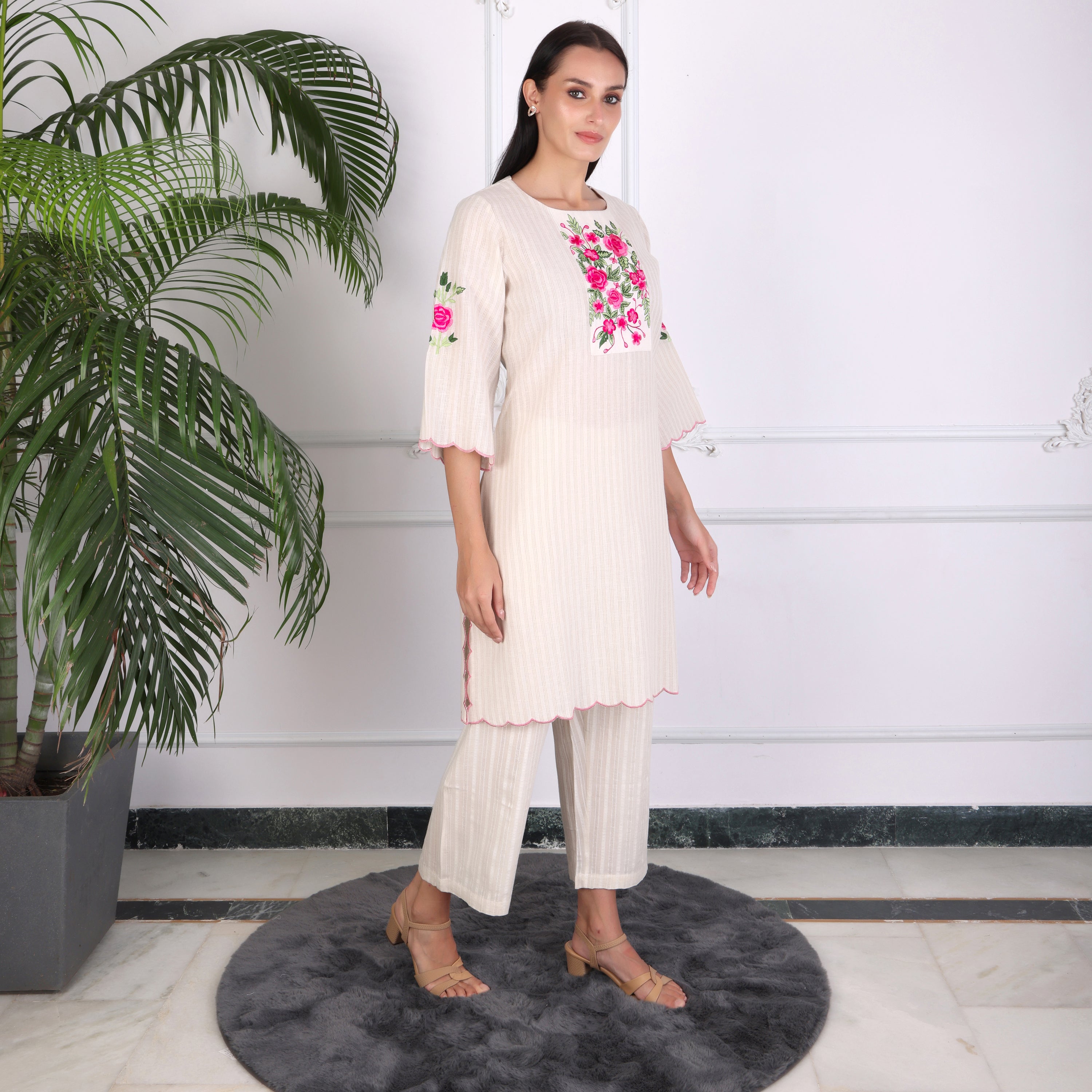 Casual Wear Cotton Kurta Set with Pants
