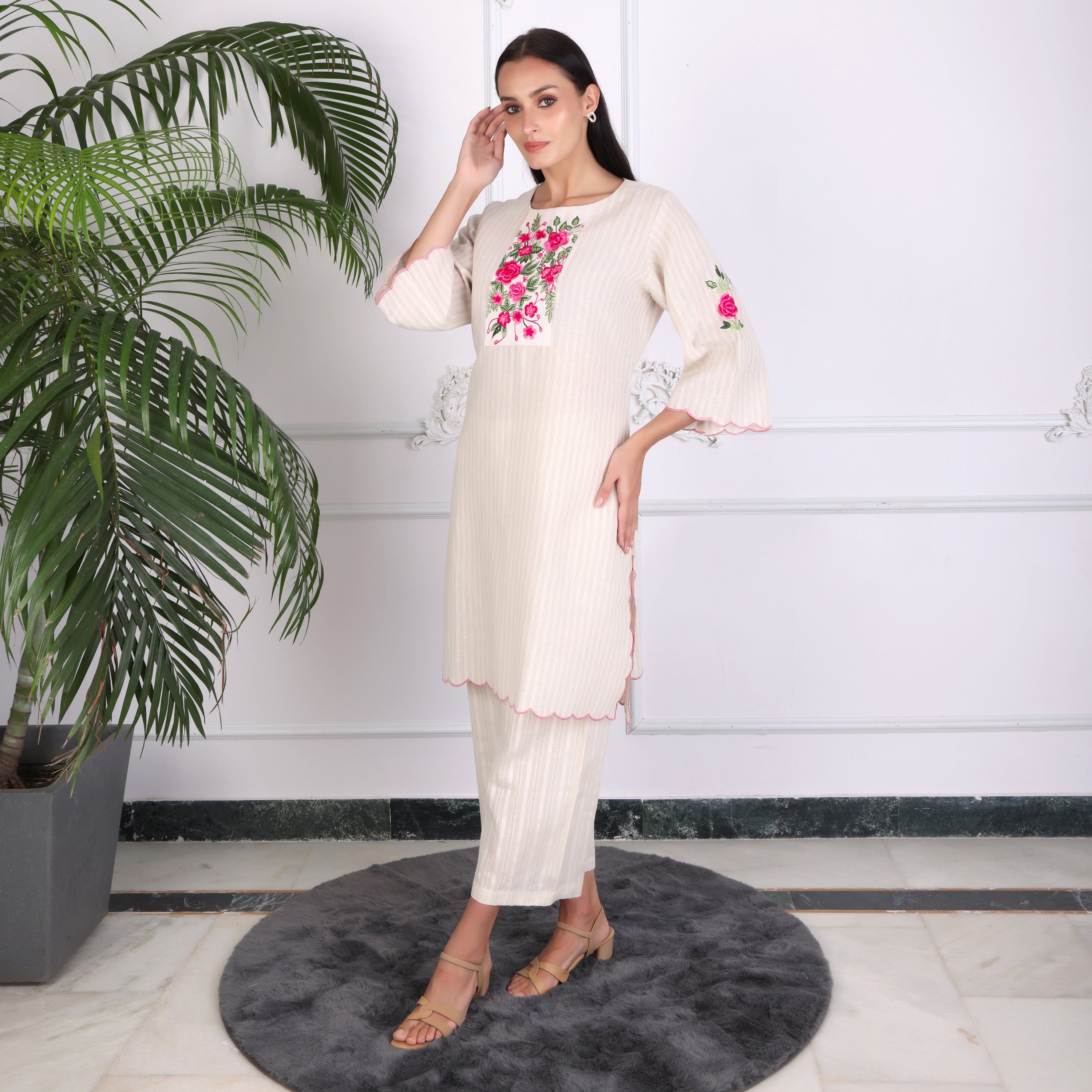 Casual Wear Cotton Kurta Set with Pants