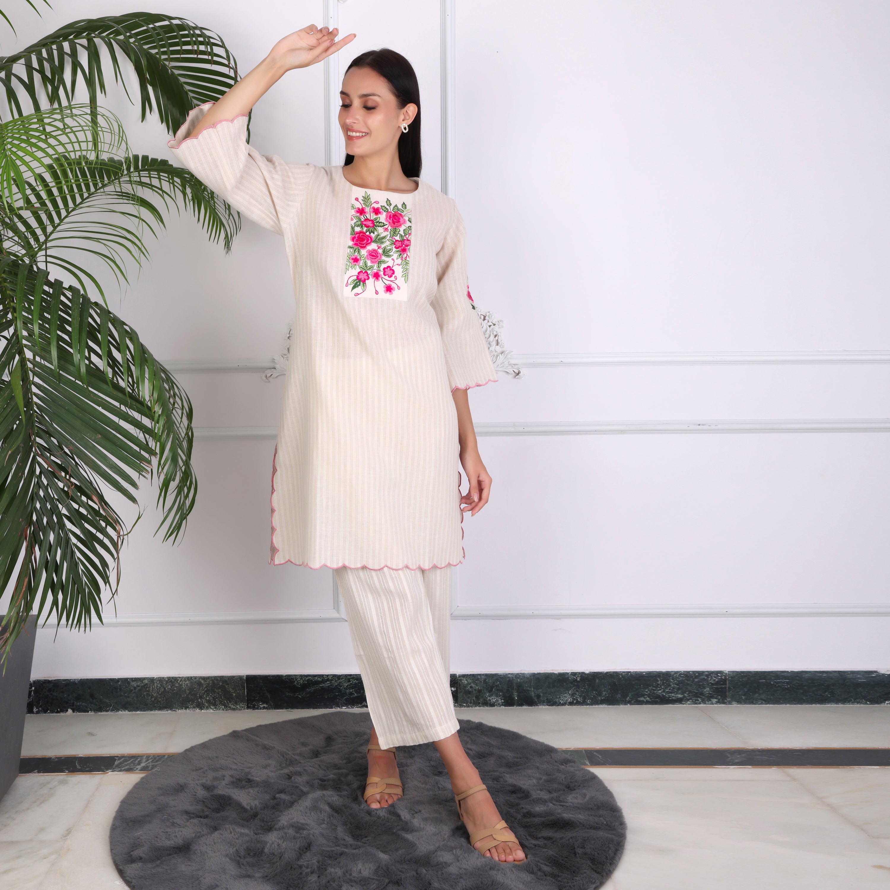 Casual Wear Cotton Kurta Set with Pants