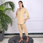 Chic Printed Co-ord Set with Scalloped Detailing – Soft Yellow