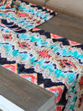 Sunset Shores Geometric Cotton Table Linen Set (9 Pc: Runner, 4 Place Mats, 4 Napkins) I