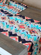 Sunset Shores Geometric Cotton Table Linen Set (9 Pc: Runner, 4 Place Mats, 4 Napkins) I