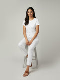 White Cotton Trouser with Embroidered Hem,