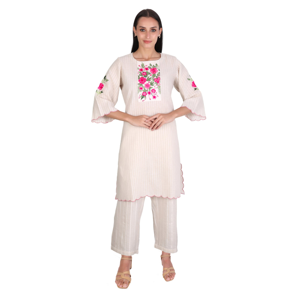Casual Wear Cotton Kurta Set with Pants