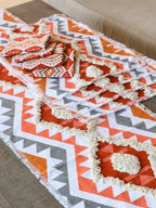 9 Pc Embroidered Cotton Table Linen Set: Runner, 4 Place Mats, 4 Napkins