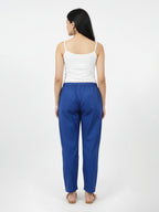 Women's Pure Cotton Solid Royal Blue Trouser |