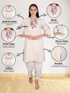 Elegant Beige Embroidered Kurta Set for Women