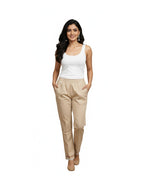 Women's Pure Cotton Pintuck Trouser with lace trim and side pocket |