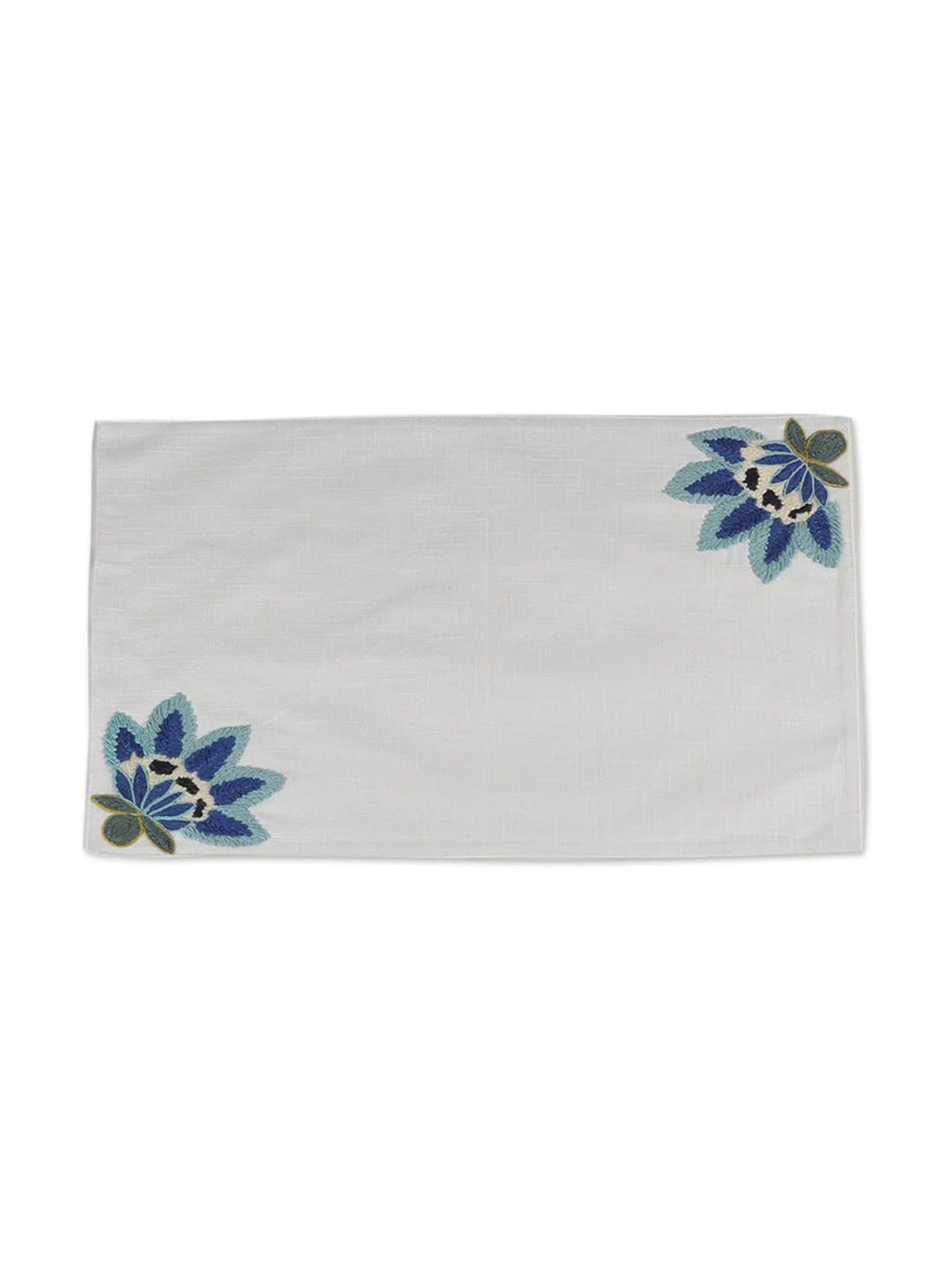 Spring-Themed 5 Pc Cotton Table Linen Set: Embroidered Runner & 4 Placemats
