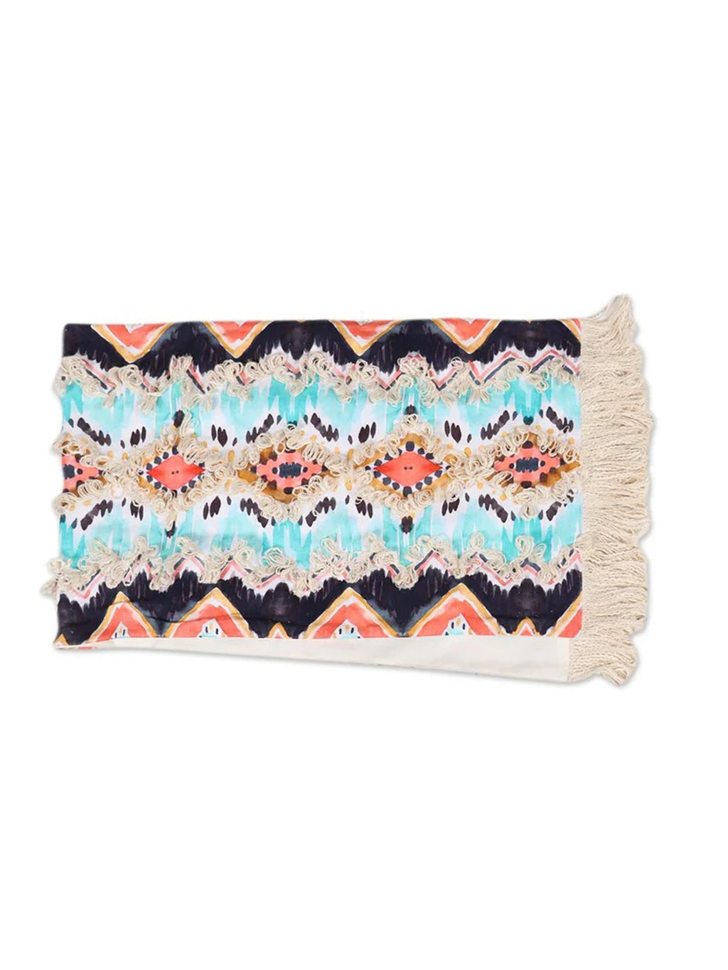 Sunset Shores Geometric Cotton Table Linen Set (9 Pc: Runner, 4 Place Mats, 4 Napkins) I