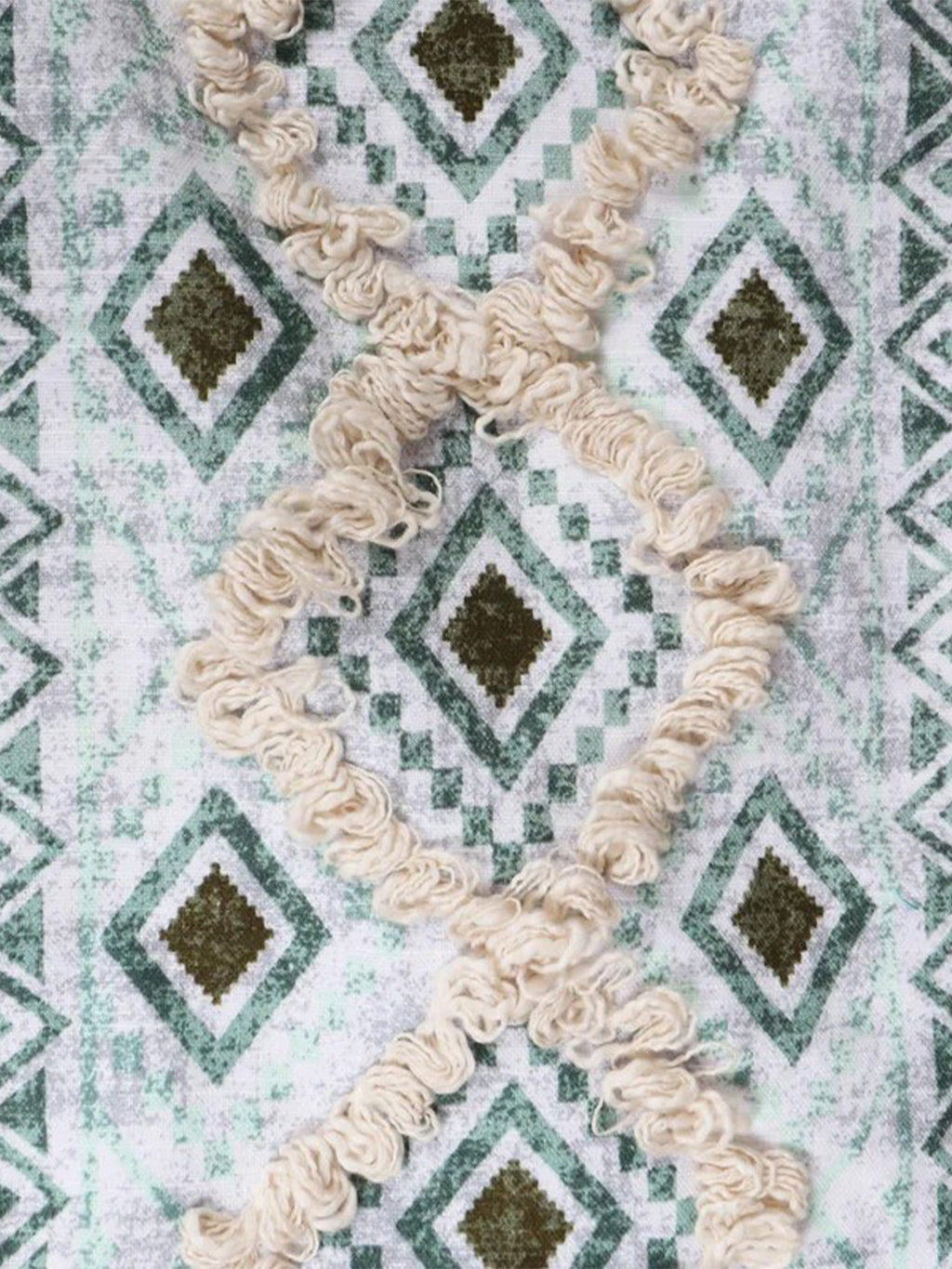 9 Pc Fringed Cotton Table Linen Set: Runner, 4 Place Mats, 4 Napkins I