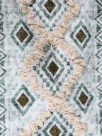 9 Pc Fringed Cotton Table Linen Set: Runner, 4 Place Mats, 4 Napkins I