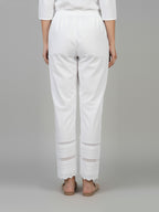 White Cotton Trousers,with  Embroidered