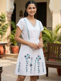 Blue On White Ruffle Dress