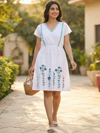 Blue On White Ruffle Dress