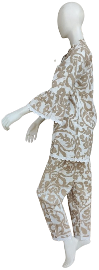 Beige Floral Printed Cotton Co-ord Set