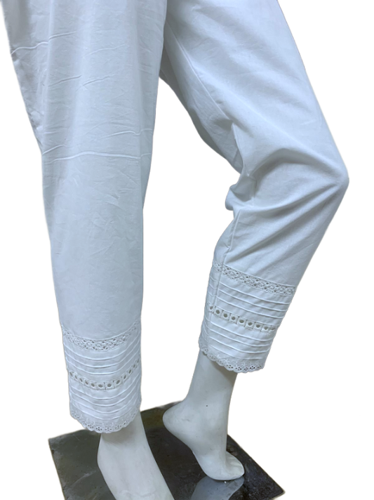 White Floral Mercerized Cotton Pajama