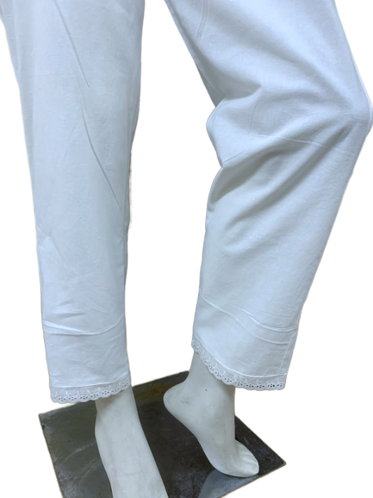White Floral Mercerized Cotton Pajama