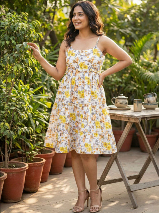 Multicolor Floral Print Frock Dress