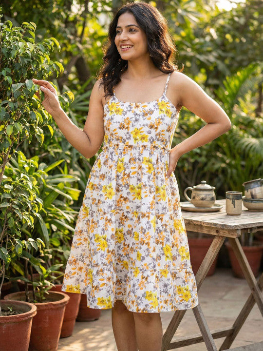 Multicolor Floral Print Frock Dress