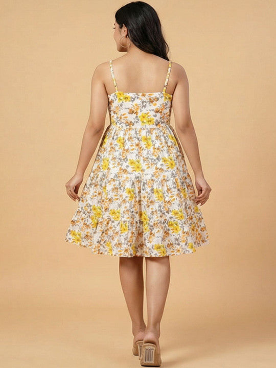 Multicolor Floral Print Frock Dress