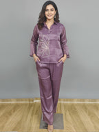 Elegant purple embroidered Co-Ord set for women