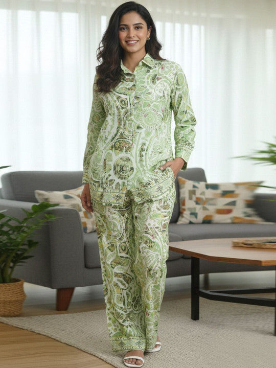 Women’s Green Paisley Printed Co-Ord Set