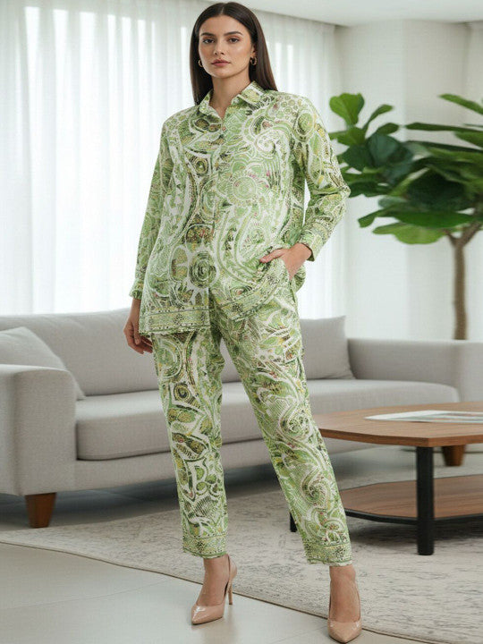 Women’s Green Paisley Printed Co-Ord Set
