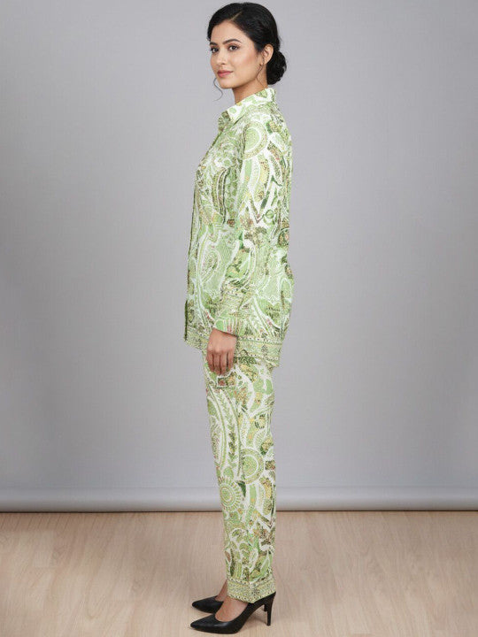 Women’s Green Paisley Printed Co-Ord Set