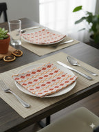 9 Pc Embroidered Cotton Table Linen Set: Runner, 4 Place Mats, 4 Napkins
