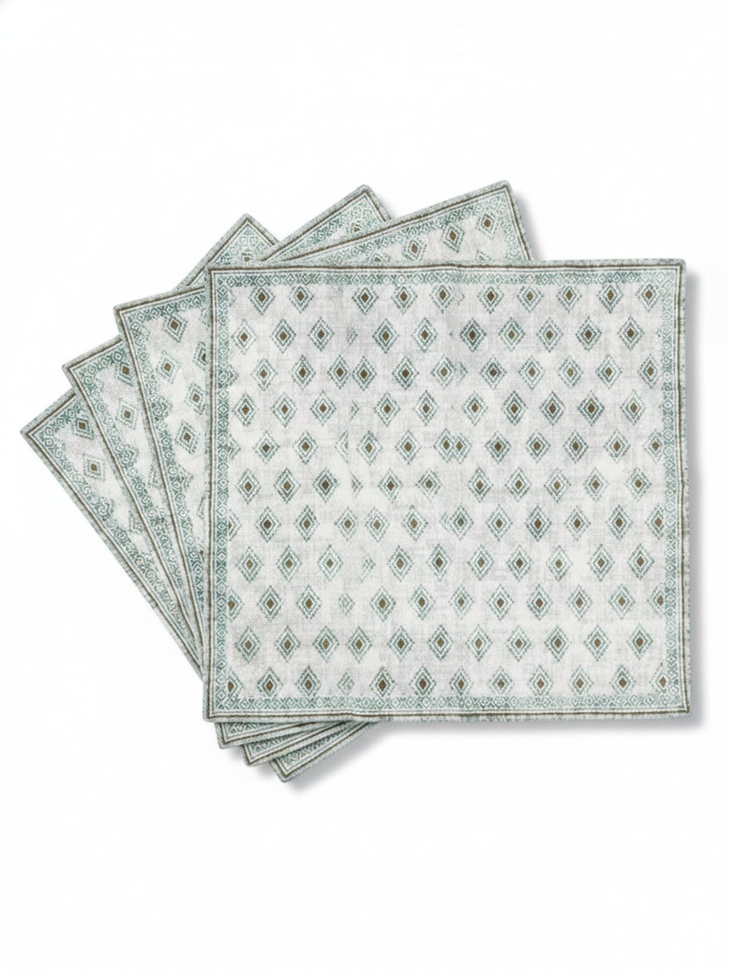 9 Pc Fringed Cotton Table Linen Set: Runner, 4 Place Mats, 4 Napkins I