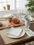 4-Pcs White & Green Cotton Table Napkins