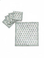 4-Pcs White & Green Cotton Table Napkins