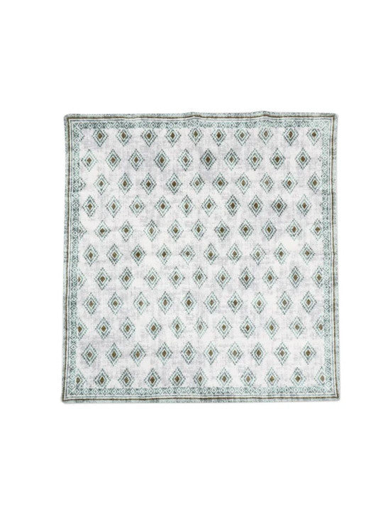 4-Pcs White & Green Cotton Table Napkins