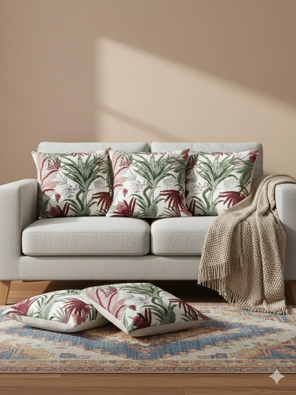 “Tropical Floral Cushion Covers Set” (pack of 5)