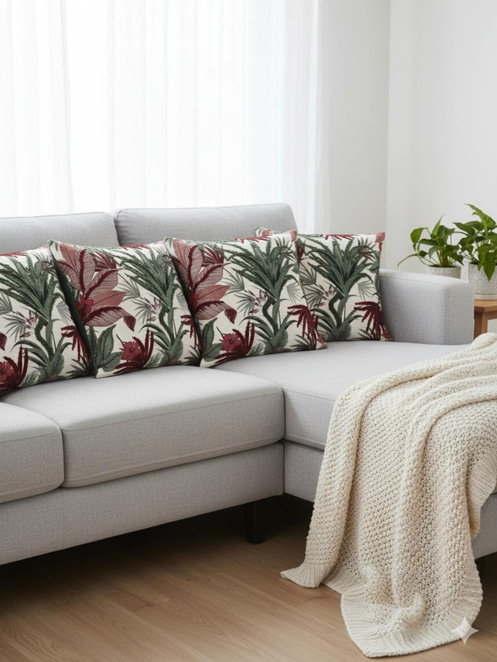 “Tropical Leaf Cushion Covers Set of 4 – Stylish Home Decor Pillows”