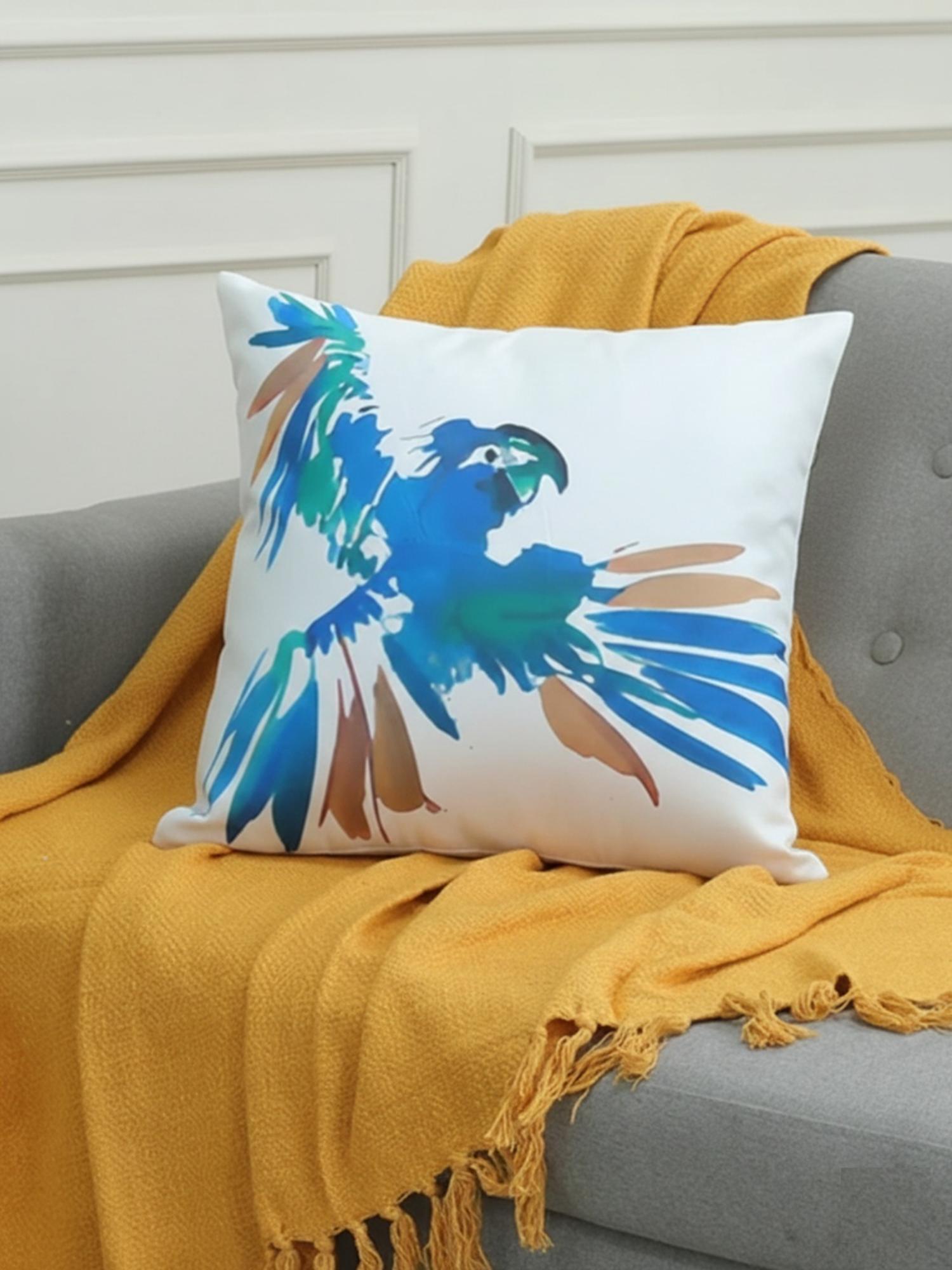 “Abstract Parrot Cushion Cover – Modern Artistic Throw Pillow”