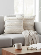 Boho Style Tufted Cushion Cover – Soft Cream Sofa Pillow Cover (18 * 18)inch