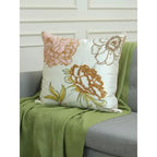 “Elegant Floral Embroidered Cushion Cover – Luxury Decorative Throw Pillow”