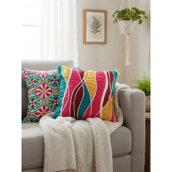 “Colorful Geometric Cushion Cover – Modern Decorative Throw Pillow”